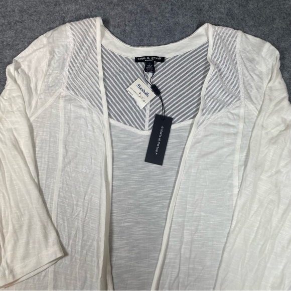 Cable & Gauge Lightweight Open Front Cardigan 1X Ivory Womens NWT - Picture 3 of 6